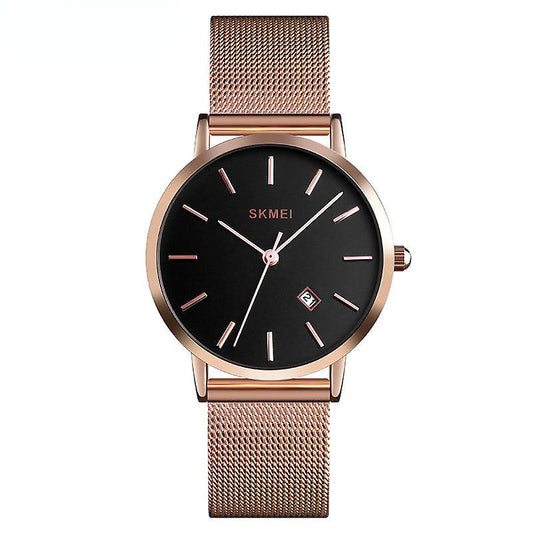 Women's Ultra Thin Stainless Steel Watch with Date, Quartz Analog Waterproof Watch-Rose Gold