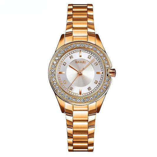 Women's Watches Waterproof Stainless Steel Diamond Wristwatch-golden