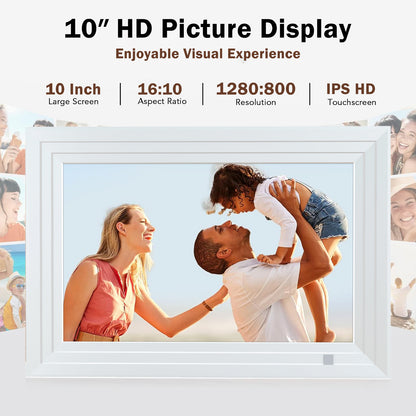 VEANXIN 10.1 inch Digital Picture Frame (32GB Storage,1280x800 IPS Touch Screen,Frameo APP)