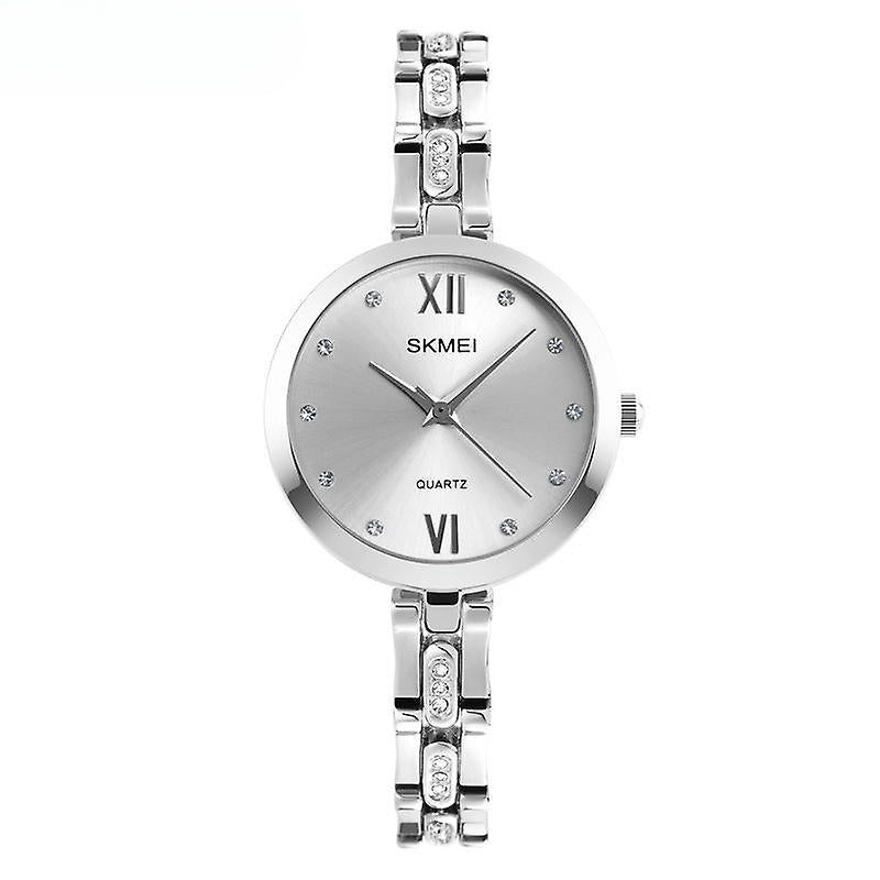 Women's Waterproof Fashion Diamond Watches Analog Quartz Watch-silvery