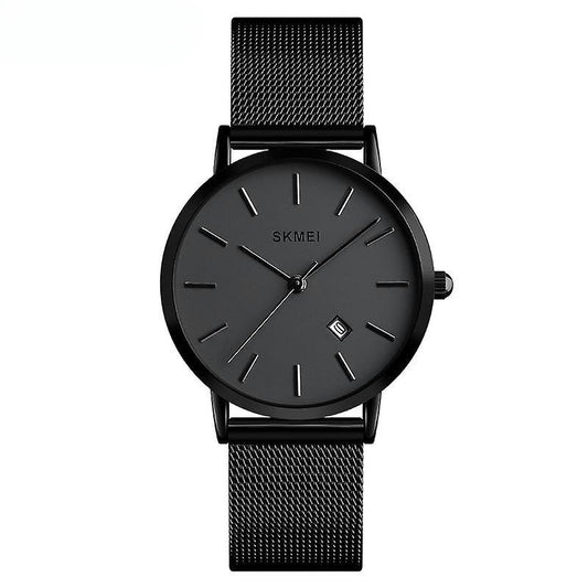 Women's Ultra Thin Stainless Steel Watch with Date, Quartz Analog Waterproof Watch-black