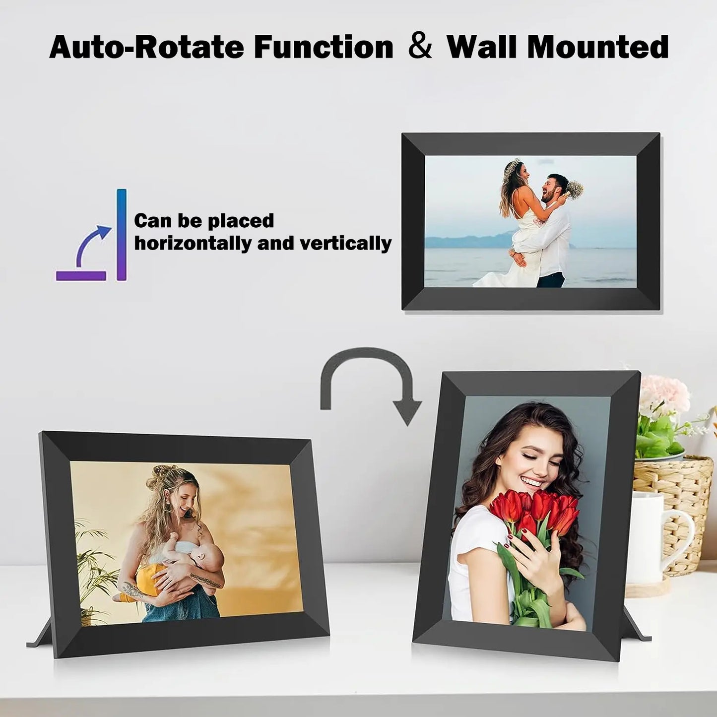 VEANXIN 10.1 inch Digital Picture Frame (32GB Storage,1280x800 IPS Touch Screen,Frameo APP)