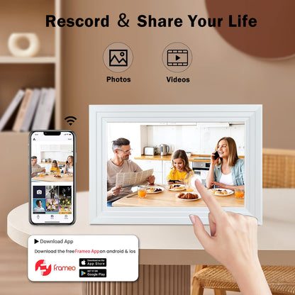 VEANXIN 10.1 inch Digital Picture Frame (32GB Storage,1280x800 IPS Touch Screen,Frameo APP)