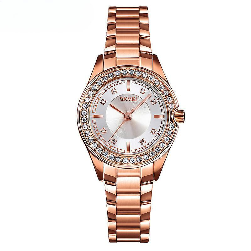 Women's Watches Waterproof Stainless Steel Diamond Wristwatch-Rose Gold