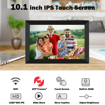 VEANXIN 10.1 inch Digital Picture Frame (32GB Storage,1280x800 IPS Touch Screen,Frameo APP)