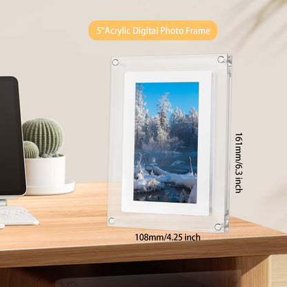 VEANXIN 5 Inch Acrylic Digital Picture Frame (Built-in 4GB memory and 1200mAh battery）