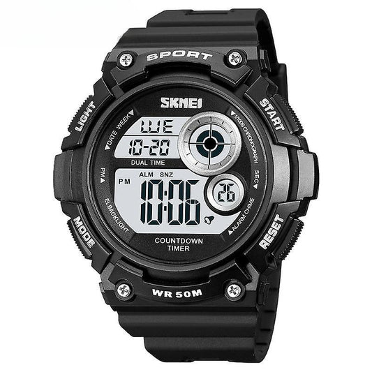 Boys LED Sport Watch,Waterproof Electronic Sports Watch with Luminous Alarm Watches-silvery