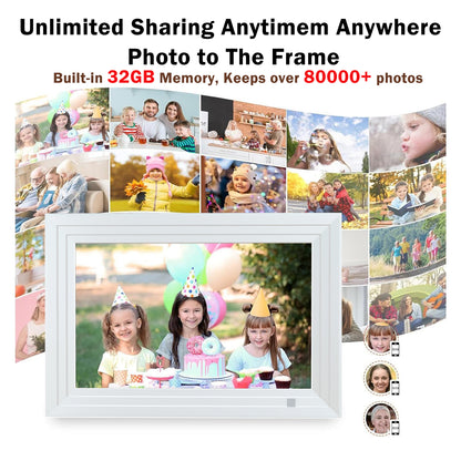 VEANXIN 10.1 inch Digital Picture Frame (32GB Storage,1280x800 IPS Touch Screen,Frameo APP)