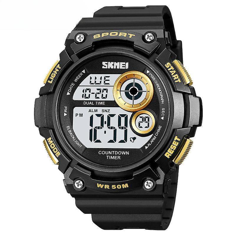 Boys LED Sport Watch,Waterproof Electronic Sports Watch with Luminous Alarm Watches-golden