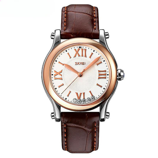 Women's Watches Leather Quartz Analog Waterproof Women Wrist Watches-Coffee