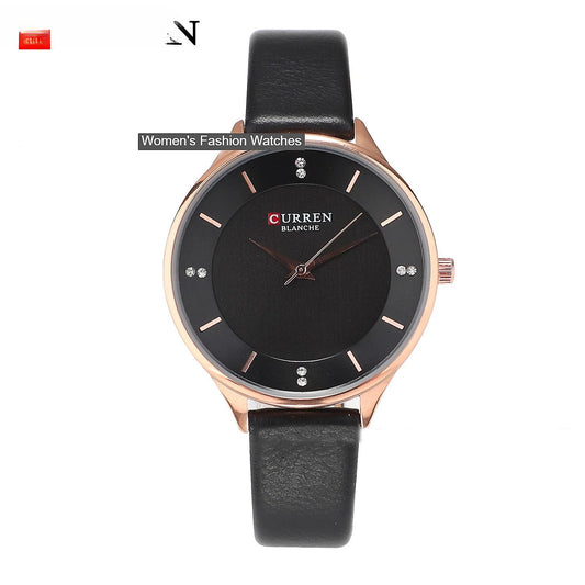 Women's Watch Genuine Leather Strap Watches for Women Fashion Casual Watch for Ladies Wrists Waterproof Quartz Wristwatches -Black