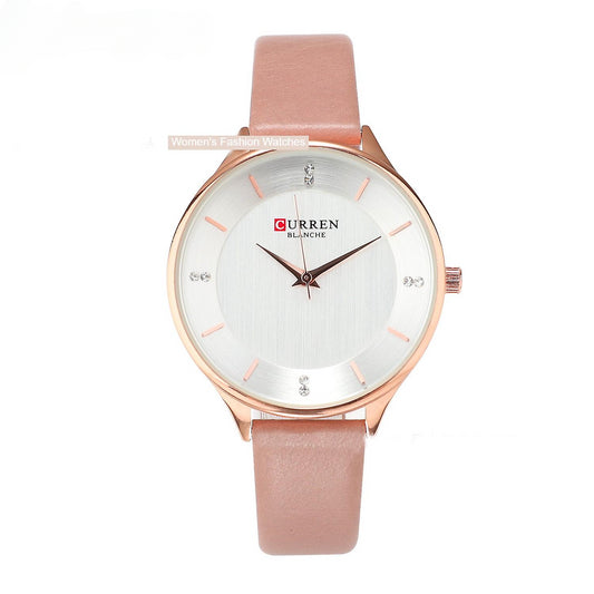 Women's Watch Genuine Leather Strap Watches for Women Fashion Casual Watch for Ladies Wrists Waterproof Quartz Wristwatches -Pink