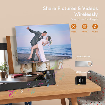 VEANXIN 10.1 inch Digital Picture Frame (360° Rotation Full IPS Screen,Remote Control,USB or SD Card)