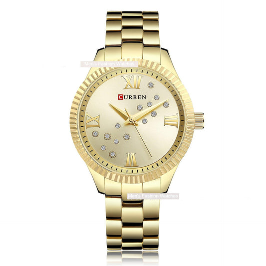 Women's Watches Fashion Elegant Analog Quartz Stainless Steel Ladies Wrist Watches Waterproof Watches for Women-Golden shell golden