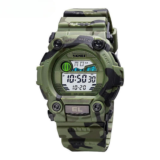 Boys LED Sports Kids Watch Waterproof Digital Electronic Wrist Watches for Kid with Luminous-1635 Army Green Camo - Small