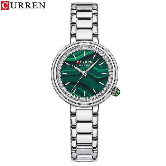 Women's Watches Fashion Casual Waterproof Stainless Steel Watch for Women  Movement Quartz Analog Watch-White shell green