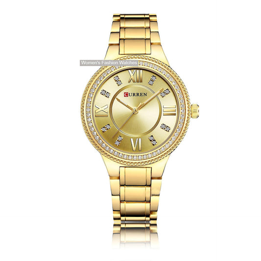 Women's Watches Fashion Women's Analog Diamonds Watches Stainless Steel Waterproof Quartz Watch for Women-Golden