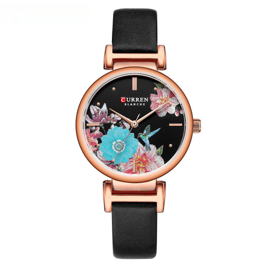 Womens Watches fashion Ladies Watch Waterproof Quartz Watch for Women Genuine leather Strap Casual Women's -Rose shell black