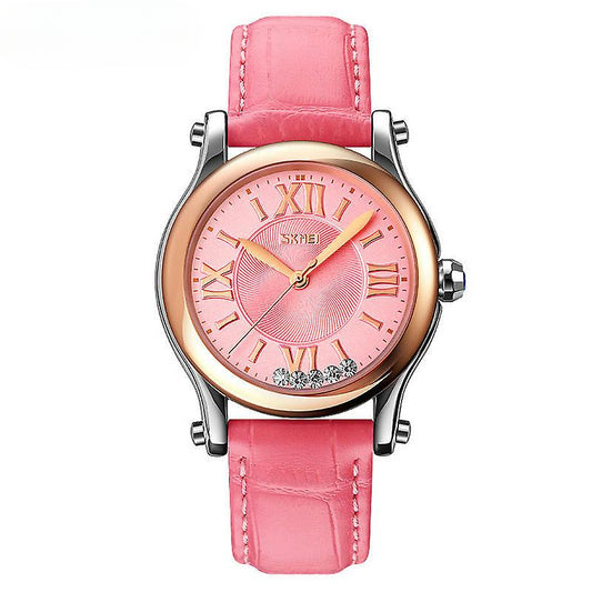 Women's Watches Leather Quartz Analog Waterproof Women Wrist Watches-Pink