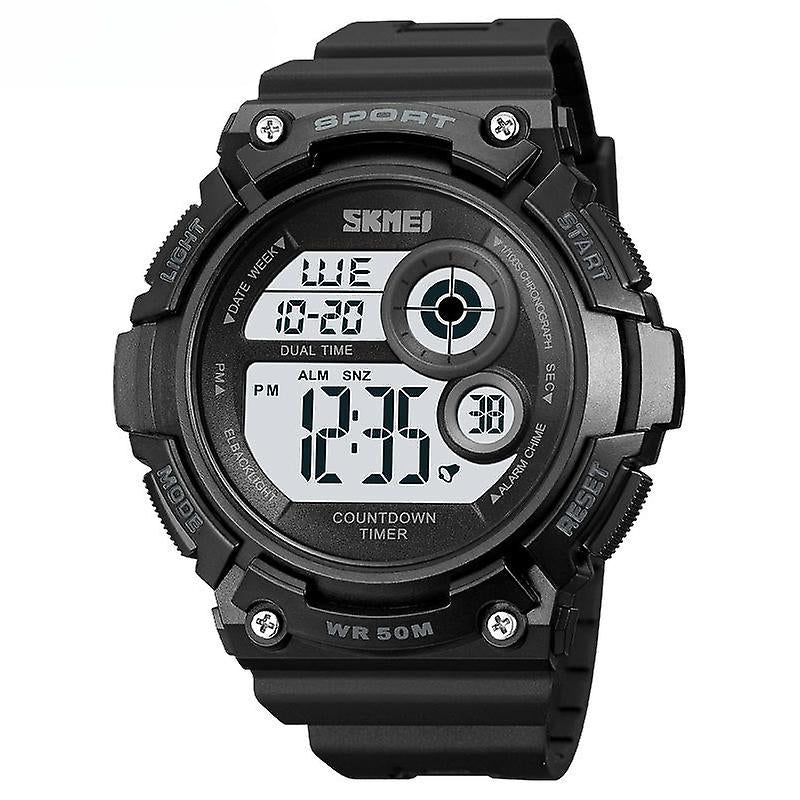 Boys LED Sport Watch,Waterproof Electronic Sports Watch with Luminous Alarm Watches-Black white machine