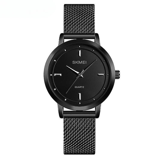 Women's Stainless Steel Mesh Strap Wrist Watch Analog Quartz Watch-black