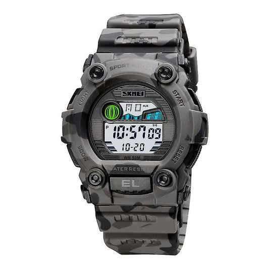 Boys LED Sports Kids Watch Waterproof Digital Electronic Wrist Watches for Kid with Luminous-1635 Grey Camo - Small